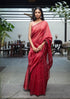 Handwoven Maroon Maheshwari Tissue Saree